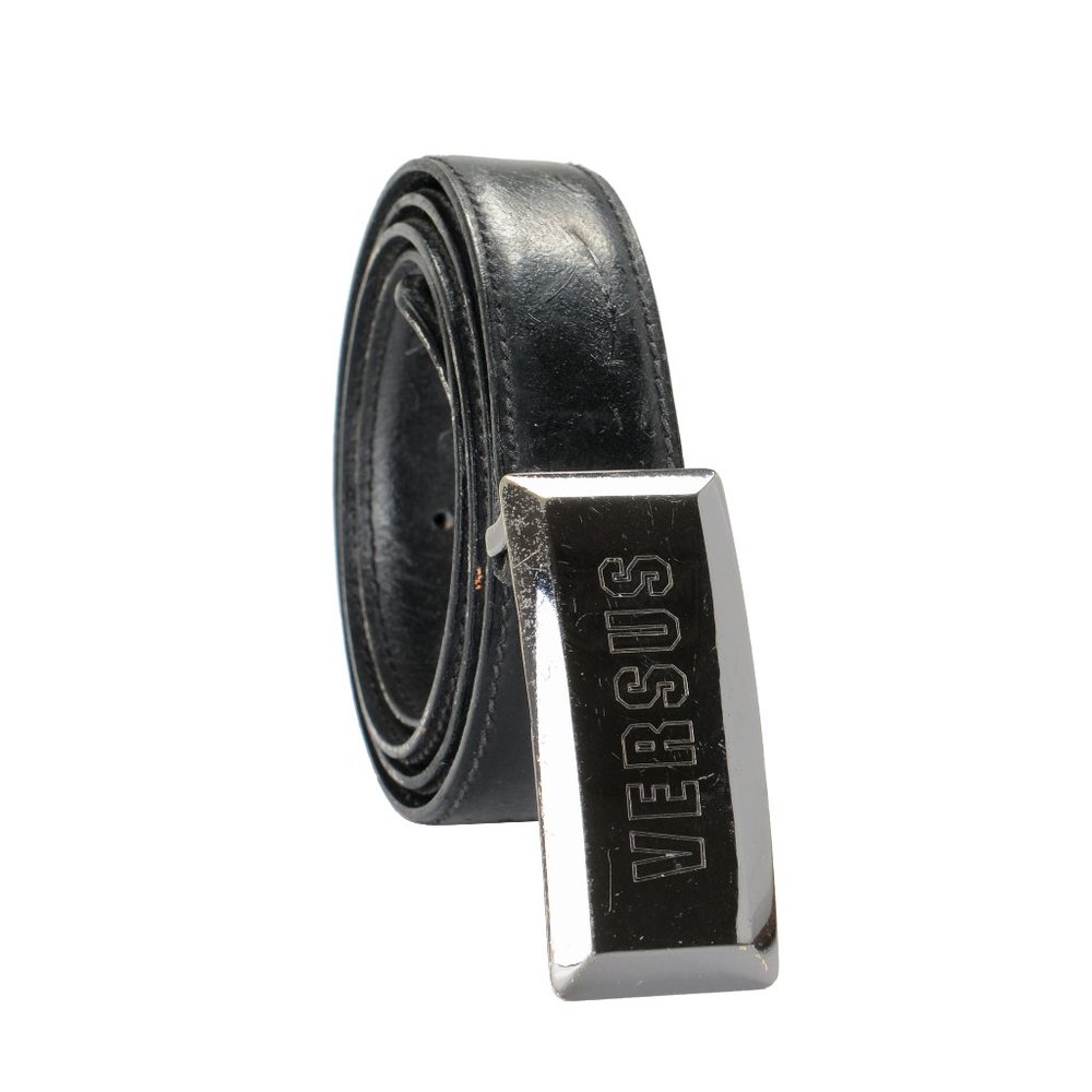 Versus by Versace  Men's Black Leather Buckle Decorated Belt  US 38 IT 95